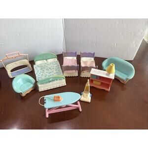 Vintage Bed FISHER-PRICE LOVING FAMILY DREAM DOLLHOUSE ACCESSORIES FURNITURE LOT